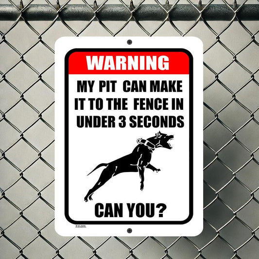 Pit Bull Warning Sign – Funny Beware of Dog Fence Sign – Guard Dog Security Sign – Pitbull Lover Gift – Metal Yard Sign for Home or Kennel