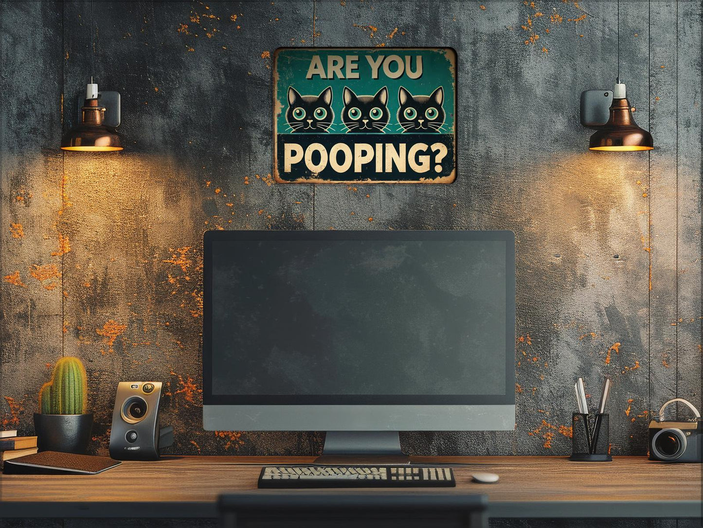 Funny Are You Pooping Cat Sign – 9x12 or 12x18 – Metal Aluminum Sign – for Cat Lovers – Indoor/Outdoor Use
