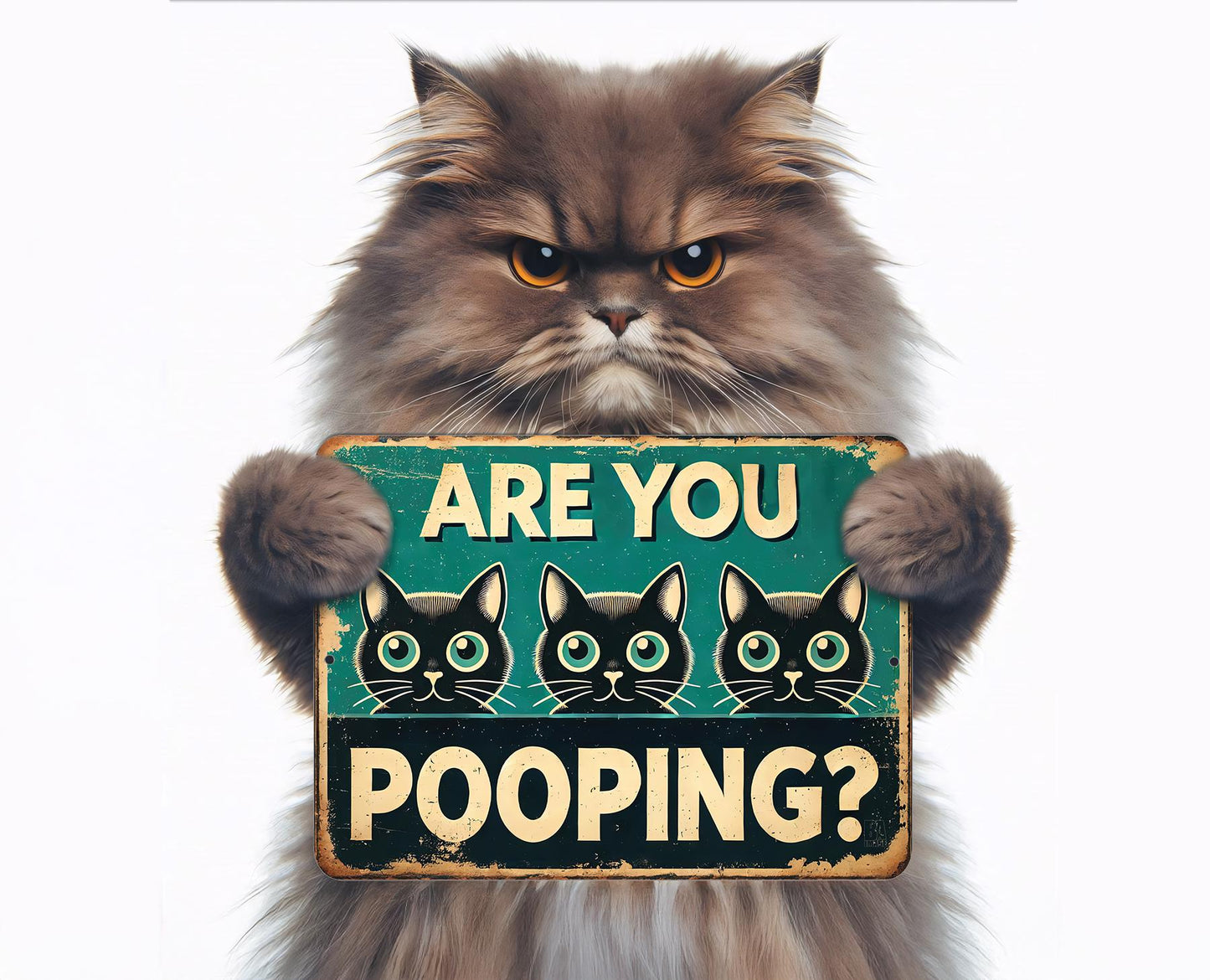 Funny Are You Pooping Cat Sign – 9x12 or 12x18 – Metal Aluminum Sign – for Cat Lovers – Indoor/Outdoor Use