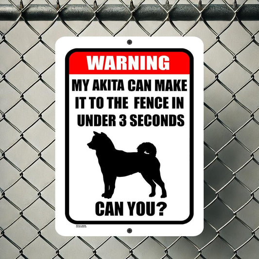 Akita Warning – Funny Guard Dog Fence Sign – Beware of Dog –No Trespassing – Security Yard Decor – Outdoor Metal Sign for Home or Business