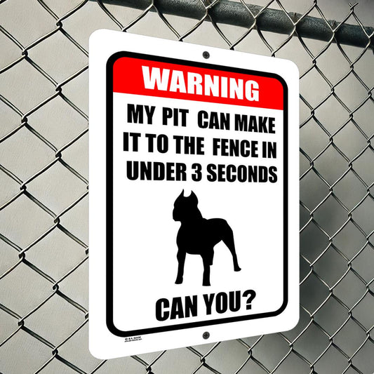WARNING Pit Bull Fence Sign – Funny No Trespassing Guard Dog Sign – 9x12 or 12x18 Aluminum Metal Sign for Yard, Gate, or Property Protection